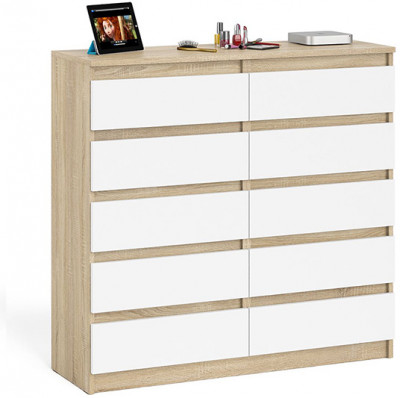 Мори Комод МК1200.10, цвет дуб сонома/белый, ШхГхВ 120,4х41х115 см.