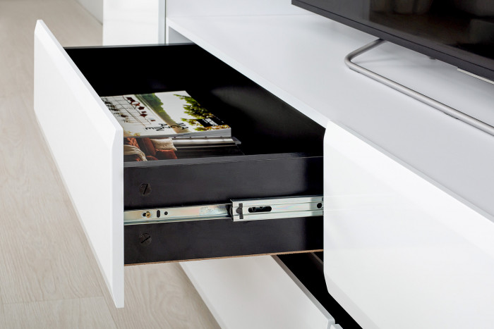 Сидней Комплектация № 029, корпус белый/чёрный/фасады МДФ белый глянец