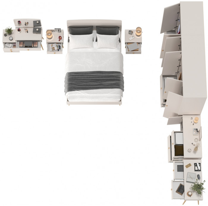 Афина Спальня 41-1400, цвет кашемир серый, сп.м. 1400х2000 мм., б/м, основание есть - фанера