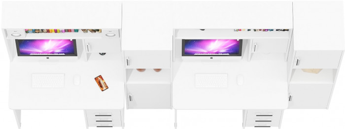 С-МД-СК9 Компоновка № 06, цвет белый шагрень, ШхГхВ 290х70х160 см., НЕ универсальная сборка