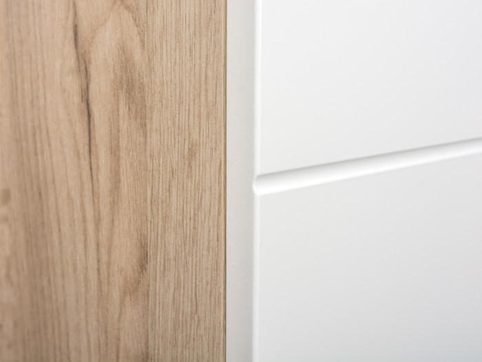 Лайн Прихожая № 01, цвет дуб крафт серый/фасады МДФ белый глянец, ШхГхВ 144,8х35,1х210 см., НЕ универсальная сборка