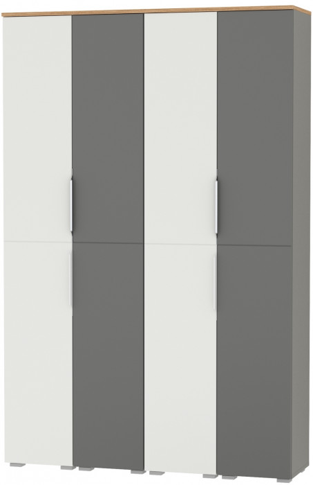 Октава Набор шкафов 47, белый шагрень/серый графит/дуб крафт золотой/фасады МДФ белый шагрень/серый графит