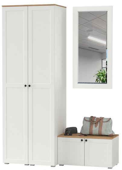 Остин Прихожая 36, белый шагрень/дуб крафт золотой