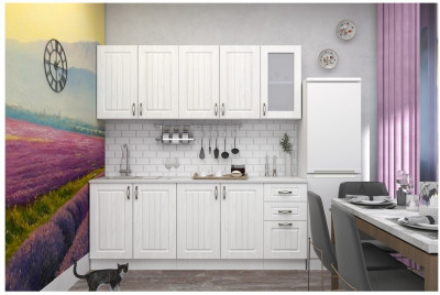 Кухня МДФ Прованс 2000 (Белый/Ясень патина)