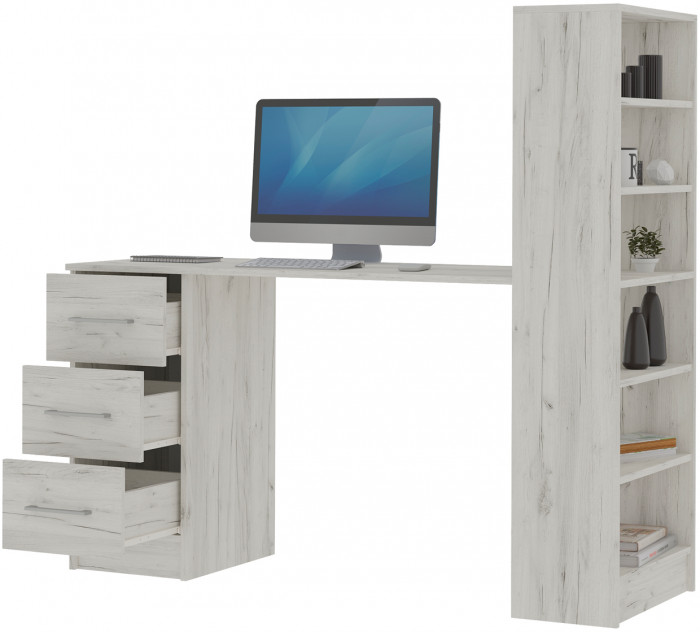 Гранд стол письменный (1,450 х1,350х0,502) дуб крафт белый