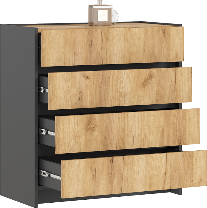 Остин Комод 800 (4 ящика) (Дуб крафт, Графит)
