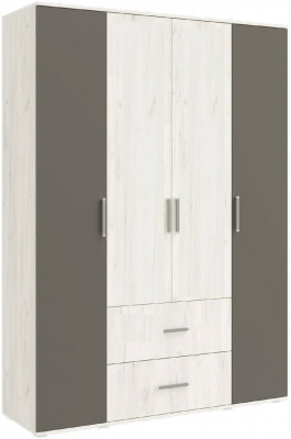 Фиеста NEW Шкаф четырехдверный без зеркала (Крафт белый, Графит)