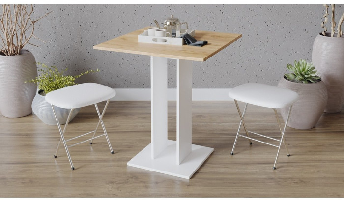 Анкона Стол обеденный Тип 1 (Белый/Ателье темный)