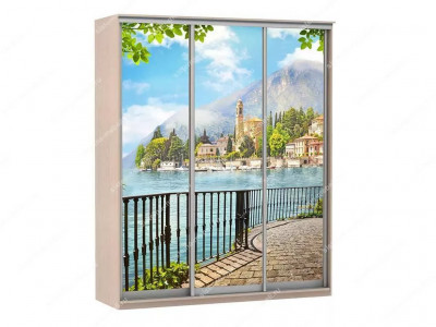 Шкаф купе Модерн 1776х600 3-х дверный 2-х секционный фотопечать №4 ясень