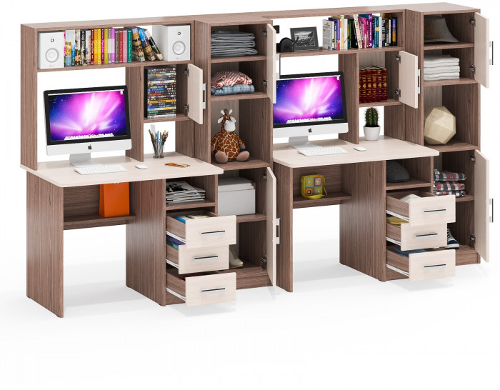 С-МД-СК9 Компоновка № 06, цвет ясень шимо светлый/ясень шимо тёмный, ШхГхВ 290х70х160 см., НЕ универсальная сборка