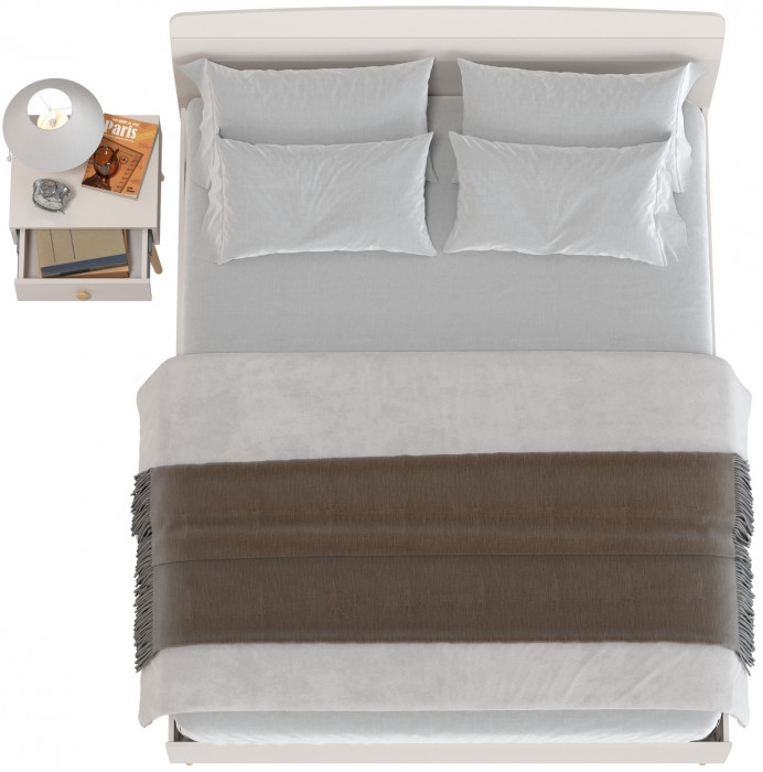 Афина Спальня Кровать 1600 + Тумба прикроватная, кашемир серый