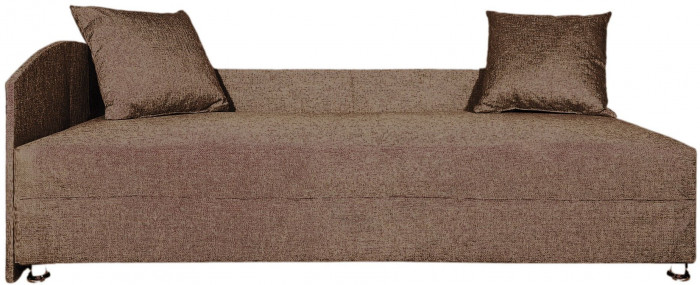 Кровать тахта односпальная 80х185, левый угол, рогожка, коричневый