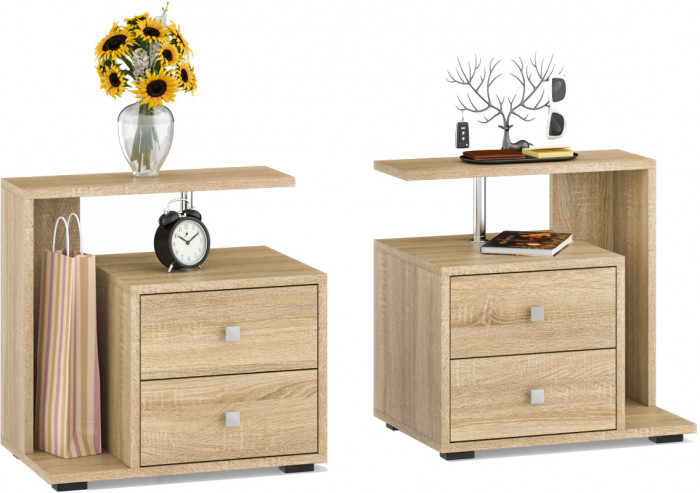 Камелия Кровать 1200 + две тумбы, дуб сонома