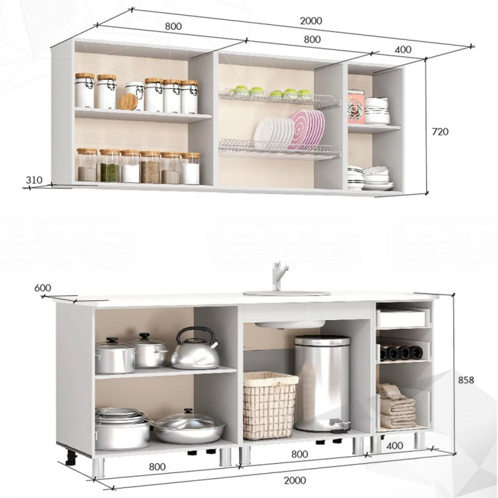 Кухня 2,0м "Крафт" крафт ЛДСП (столешница 2м)