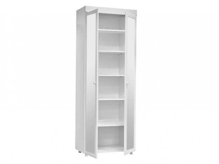 Шкаф 2-х дверный с зеркалами (гл.410) Монако МН-43 белое дерево