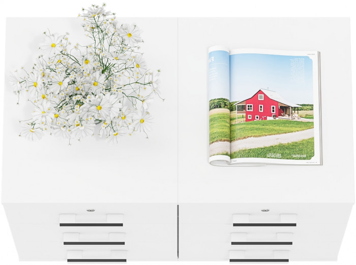 Две тумбы выкатных С-МД-3-02, цвет белый шагрень, ШхГхВ 80х45х59 см.