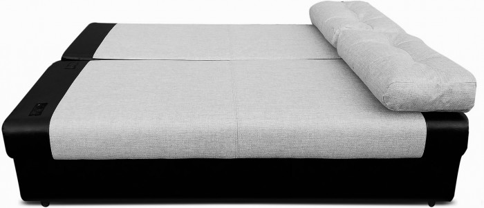 Диван-кровать Амстердам Мини, 150х195, еврокнижка, рогожка/экокожа, серо-черный
