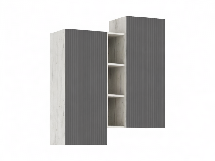 Оскар Шкаф подвесной комбинированный (Графит Софт NEW, Дуб Крафт Белый)