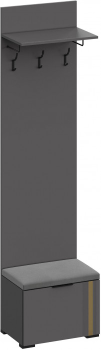 Эмэ Вешалка-Прихожая с тумбой В-3906, Графит/Графит, Золото