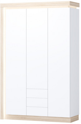 Астра Шкаф №2, Белый глянец/Сонома (подсветка)