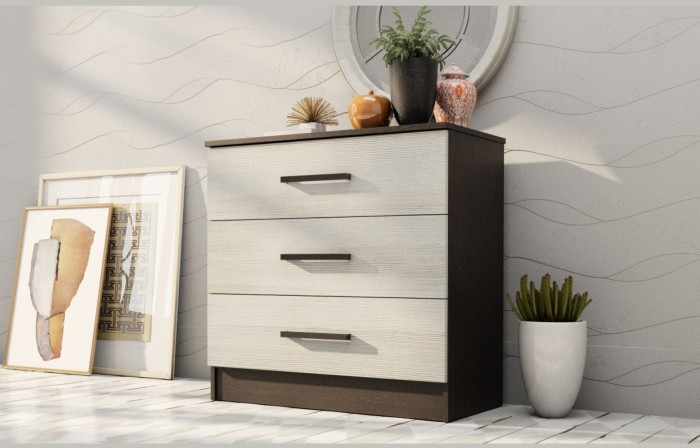 Адель Комод (Дуб Вотан / Белый глянец)