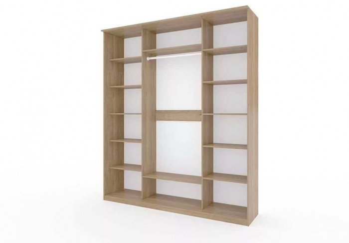 Шкаф купе Модерн 2076х600 3-х дверный 3-х секционный зеркальный с пескоструем №3 ясень