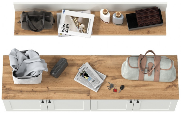 Остин Прихожая 64, цвет белый шагрень/дуб крафт золотой, ШхГхВ 160х41,9х160 см.