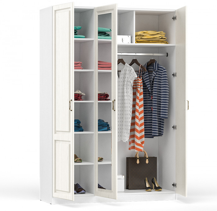 Ливерпуль Шкаф комбинированный 08.45 Н, цвет ясень ваниль/белый, ШхГхВ 150х54,1х220,3 см., подходит карниз 1500С #1021705