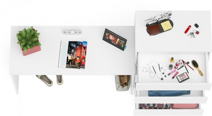 Мори Стол письменный МСП1200.1 + Комод МК700.5, цвет белый, ШхГхВ 190,8х50х114 см., универсальная сборка