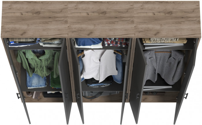 Три шкафа для одежды Домино 2-3430дкт/граф цвет дуб крафт табачный/графит