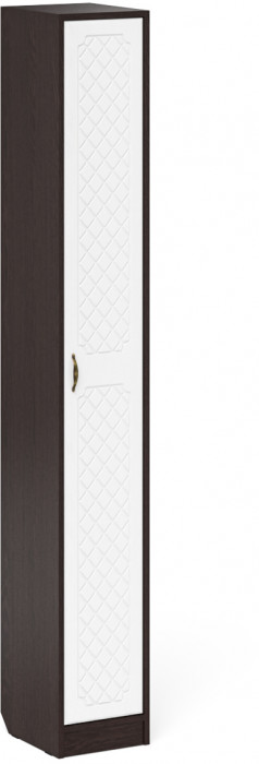 Прихожая П-6 Компоновка № 28, цвет венге/фасады МДФ белое дерево фрезеровка ромб, ШхГхВ 140х50х210 см., универсальная сборка