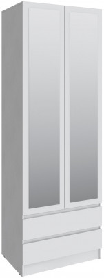 Шкаф Мадрид (0,8) с 2 ящ. без ручек с зеркалом, Белый