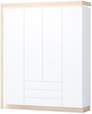 Астра Шкаф №3, Белый глянец/Сонома (подсветка)