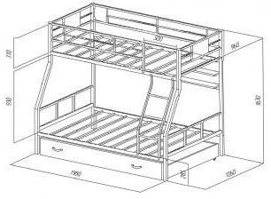 Двухъярусная кровать Гранада-1ПЯ, коричневая / Дуб (Венге, Коричневый)