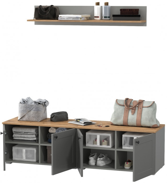 Остин Прихожая 64, цвет серый графит/дуб крафт золотой, ШхГхВ 160х41,9х160 см.