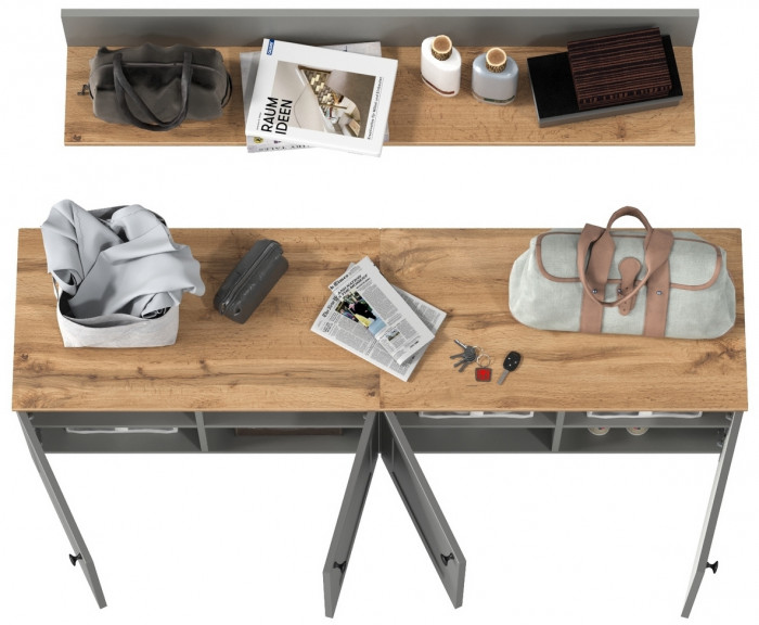 Остин Прихожая 64, цвет серый графит/дуб крафт золотой, ШхГхВ 160х41,9х160 см.