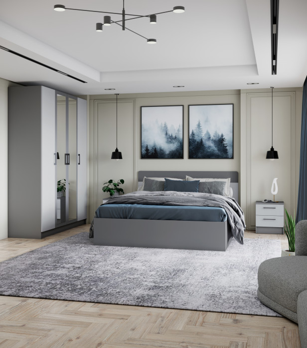 Спальня Вегас, композиция 4, Графит серый/Камень серый