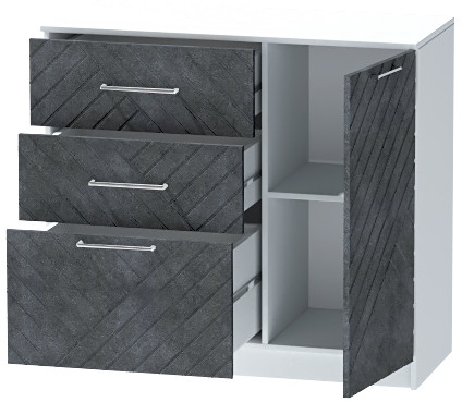 Комод №2 "Иннэс-7", Белый/Бетон графит