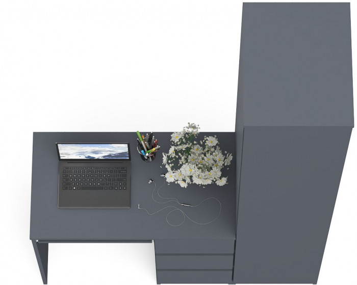 Мори компьютерный стол МС-6 правый + Пенал МШ400.1, графит