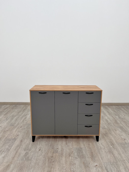 Комод Катрин-12 дуб крафт золотой/графит серый