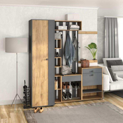 Прихожая мини-лайт компл. 7 дуб крафт/графит