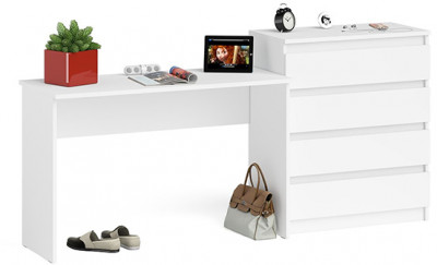 Мори Стол письменный МСП1200.1 + Комод МК800.4, цвет белый, ШхГхВ 200,8х50х94 см., универсальная сборка