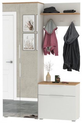 Октава Прихожая 10, белый шагрень/дуб крафт золотой/фасады МДФ белый шагрень