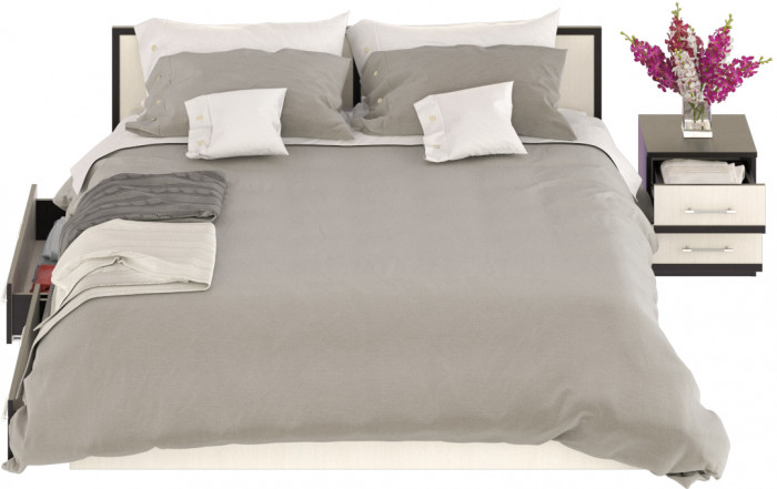 Сакура Кровать с ящиками 1800 + тумба, венге/дуб лоредо