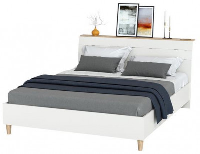 Муссон Кровать 11.41 + ортопед, цвет белый/дуб эндгрейн элегантный, ШхГхВ 165,6х221,7х103 см., сп. м. 1600х2000 мм., б/м