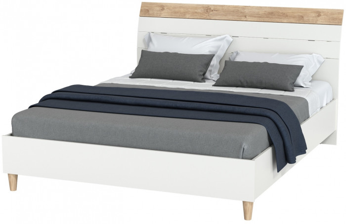 Муссон Кровать 11.41 + ортопед, цвет белый/дуб эндгрейн элегантный, ШхГхВ 165,6х221,7х103 см., сп. м. 1600х2000 мм., б/м