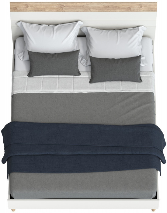 Муссон Кровать 11.41 + ортопед, цвет белый/дуб эндгрейн элегантный, ШхГхВ 165,6х221,7х103 см., сп. м. 1600х2000 мм., б/м