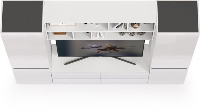 Сидней Комплектация № 037, корпус белый/чёрный/фасады МДФ белый глянец