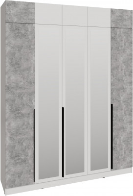 Шкаф 2,0 с антресолью и зеркалом Мадрид, Белый/Ателье светлое