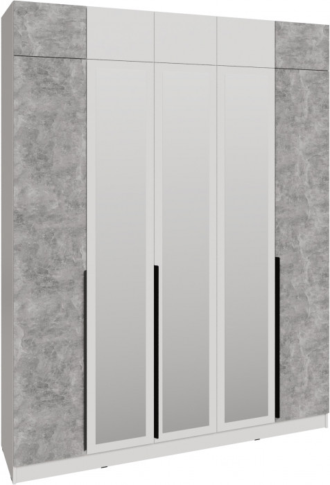 Шкаф 2,0 с антресолью и зеркалом Мадрид, Белый/Ателье светлое